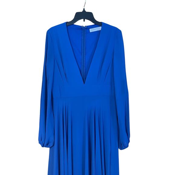Mac Duggal NWT Size 10 55682 Royal Blue V-Neck Illusion Long Sleeve Chiffon Gown - Picture 10 of 10